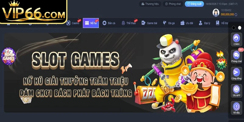 Nổ hũ Vip66 mang đến không gian giải trí đỉnh cao cho các thành viên